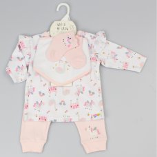 F12581: Baby Girls Puppy 4 Piece Outfit (0-6 Months)